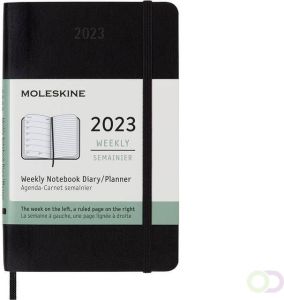 Moleskine Agenda notitieboek 2023 12mnd Pocket soft cover zwart