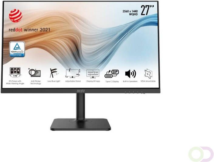 MSI Modern MD271QP 68 6 cm (27") 2560 x 1440 Pixels Wide Quad HD LCD Zwart (MODERN MD271QP)