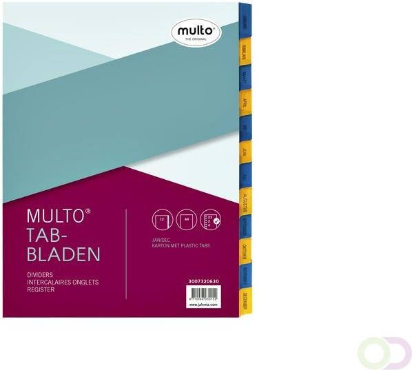 Multo Tabbladen A4 23-gaats 12-delig jan-dec karton 190gr