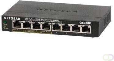 Netgear GS308P Unmanaged Gigabit Ethernet (10 100 1000) Power over Ethernet (PoE) Zwart (GS308P-100PES)