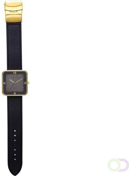 NeXtime Horloge Jan des Bouvrie Square Wrist zwart goud