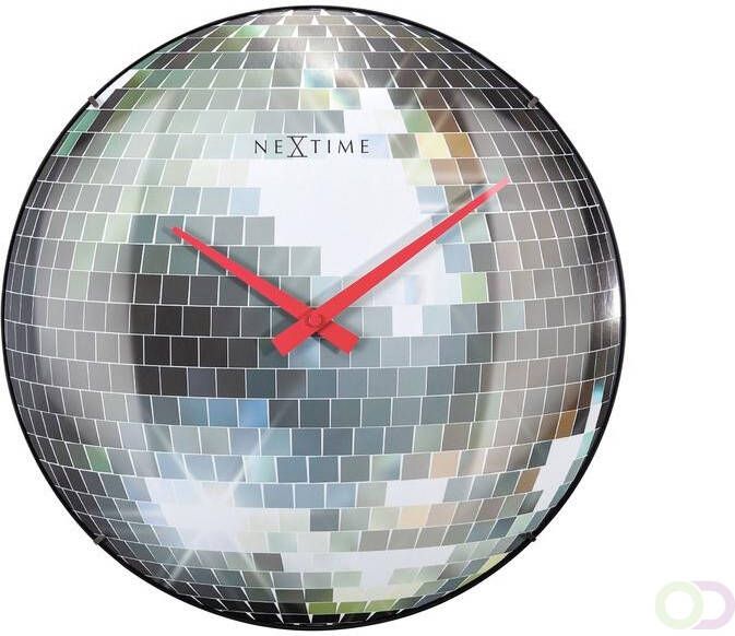 NeXtime Stille wandklok 35cm Discobal Koepelvormig glas "Disco Ball"