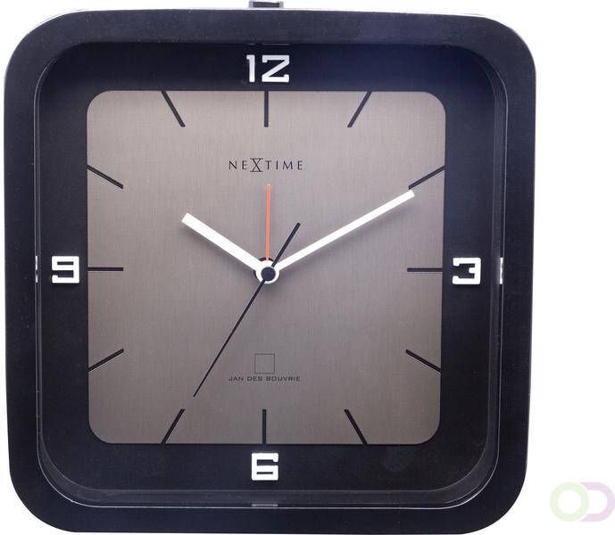 NeXtime Tafelklok Square Alarm 20 x 20 x 6 cm zwart