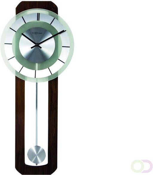 NeXtime Wandklok 32 x 80 cm melkglas & hout Retro Pendulum