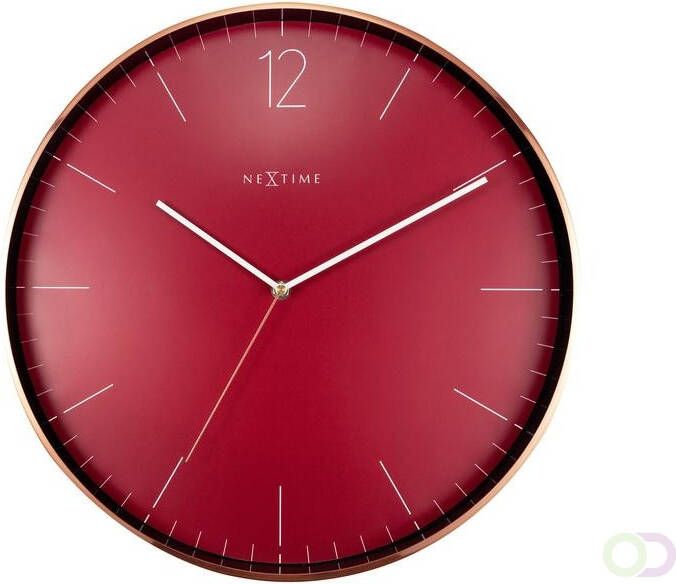 NeXtime Wandklok 40cm Essential rood stil uurwerk metaal glas