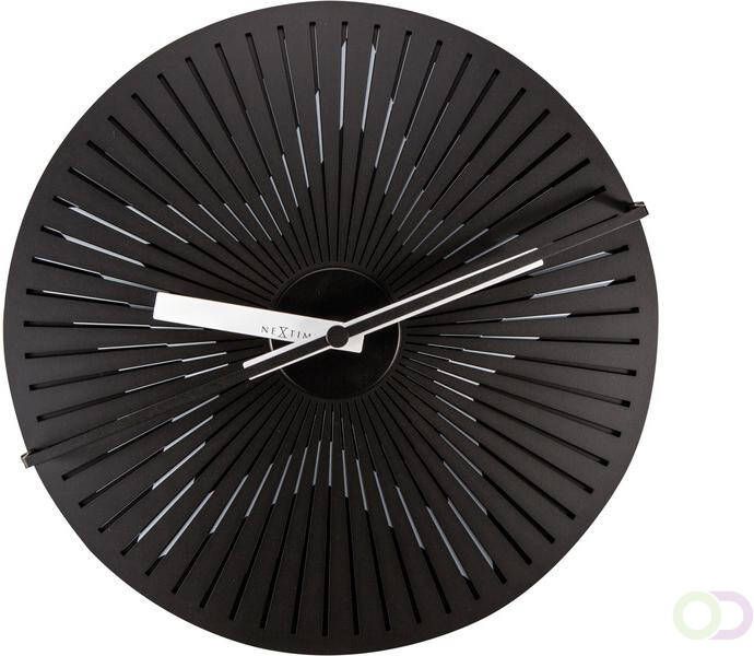 NeXtime Wandklok dia. 30 cm metaal zwart wit 'Kinegram Star'