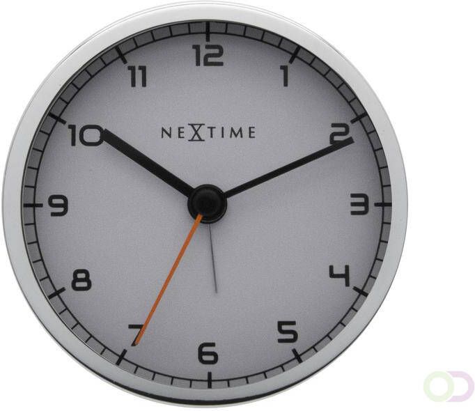 NeXtime Wekker 9 x 9 x 7.5 cm metaal wit Company Alarm