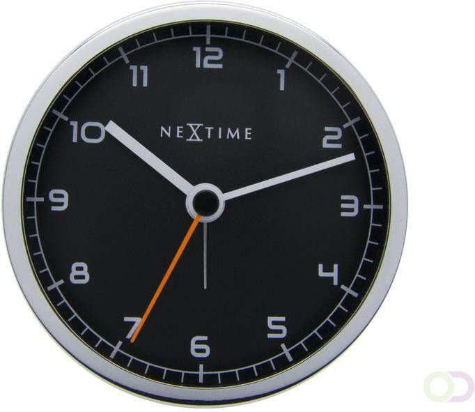 NeXtime Wekker 9 x 9 x 7.5 cm metaal zwart Company Alarm