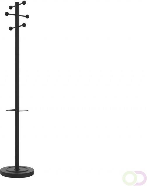 Unilux kapstok Access hoogte 175 cm 6 kledinghaken met parapluhouder zwart met hout