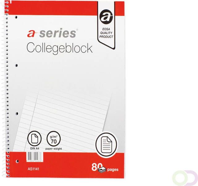 Office-Deals A-series Collegeblok A4 80 vel Gelinieerd met zijspiraal