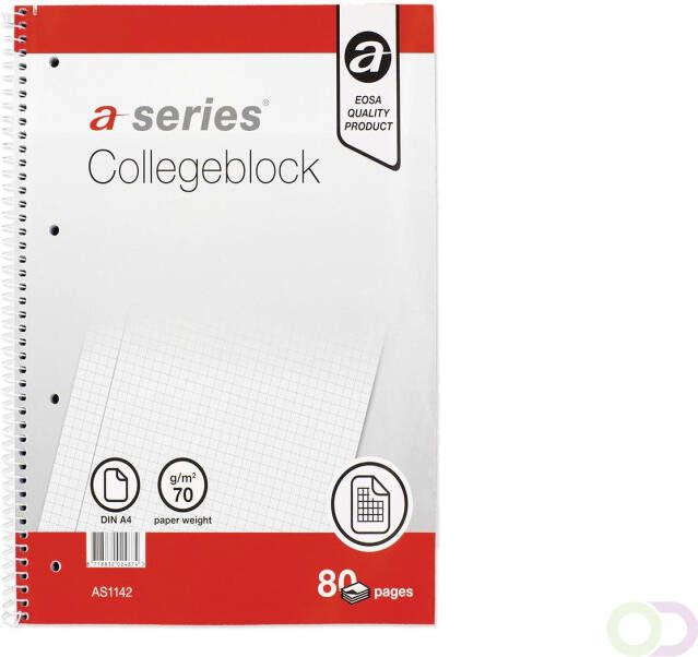 Office-Deals A-series Collegeblok AS1142 A4 80 vellen Geruit 5mm met zijspiraal