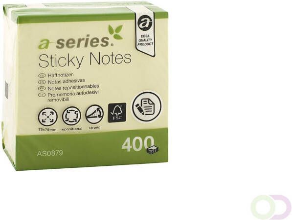 Office-Deals A-series Gele Sticky Notes kubus 75x75mm