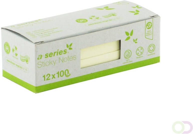 Office-Deals A-series Memoblok AS1396 zelfklevend 100 vel per blok 12 blokken (50x40mm)