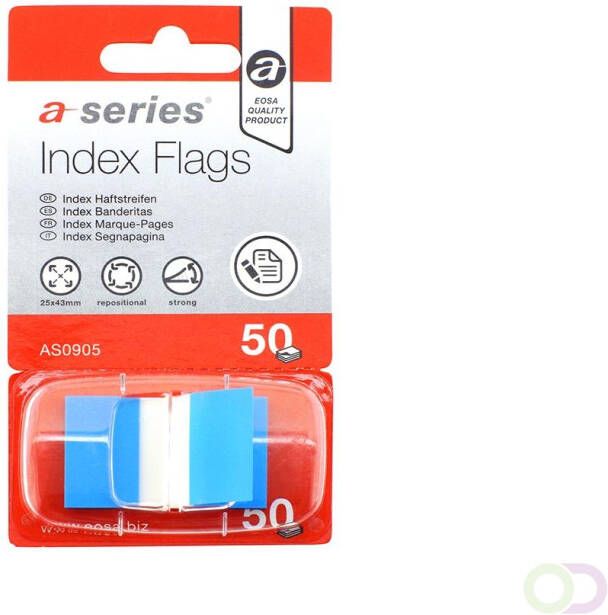 Office-Deals A-series Indextabs AS0905 Blauw 25x43mm zelfklevend disp. 50 stuks