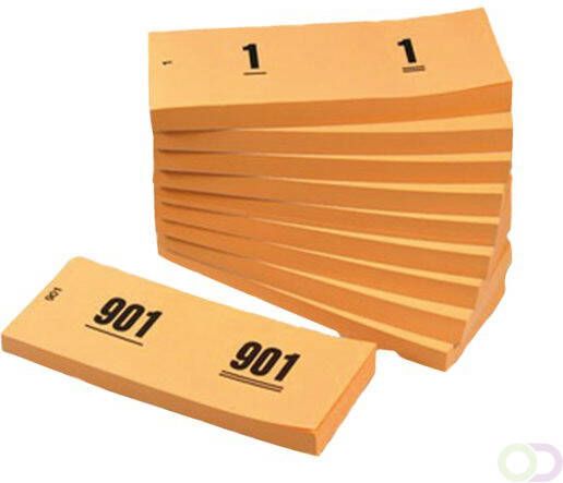 Office Nummerblok 42x105mm nummering 1 1000 oranje 10 stuks