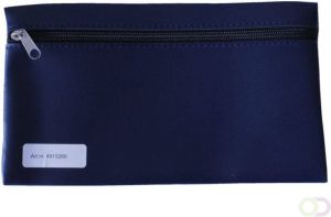 Office Schooletui met rits 15x26cm skai donkerblauw