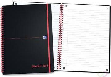 Oxford BLACK N' RED spiraalblok kunststof 140 bladzijden ft A4 gelijnd