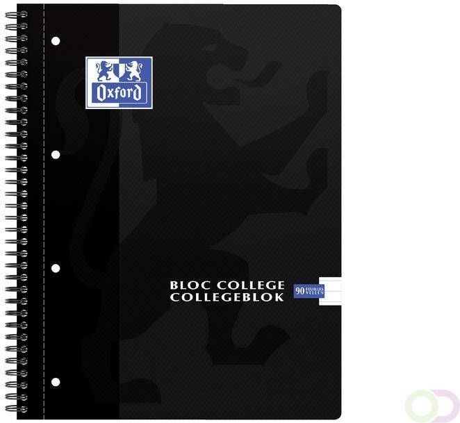 Oxford Collegeblok A4 lijn 4-gaats 180 pagina's 80gr zwart