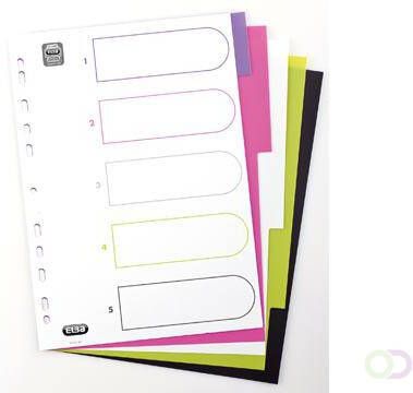 Oxford MyColour tabbladen formaat A4 uit gekleurde PP 11-gaatsperforatie 5 tabs