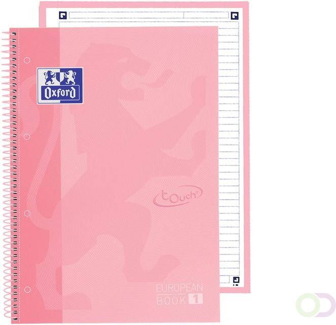 Oxford Notitieboek Touch Europeanbook A4 4-gaats lijn 80vel pastel roze