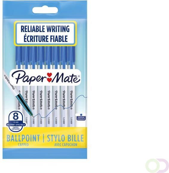 Paper Mate Balpen Entry line 045 1.0mm blauw zakje Ã  8 stuks