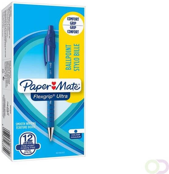 Paper Mate Balpen Flexgrip drukknop 0 5mm blauw