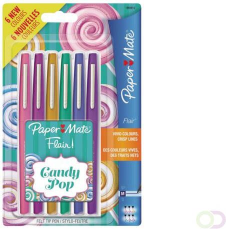 Paper Mate Fineliner Flair Candypop assorti 1.0mm blister Ã  6 stuks