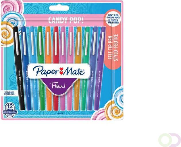 Paper Mate Fineliner Flair Candy Pop 0.7mm blister Ã  12 kleuren