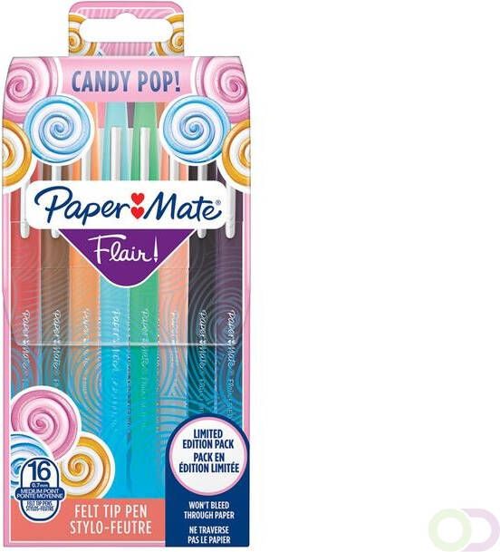Paper Mate Fineliner Flair Candy Pop wallet Ã  16 kleuren