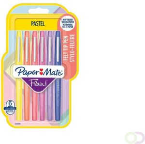 Paper Mate Fineliner Flair Pastel blister Ã  6 kleuren