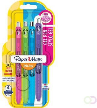 Paper Mate roller InkJoy Gel blister 3 + 1 gratis in geassorteerde fun kleuren