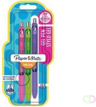 Paper Mate roller InkJoy Gel blister met 3 stuks in geassorteerde fun kleuren