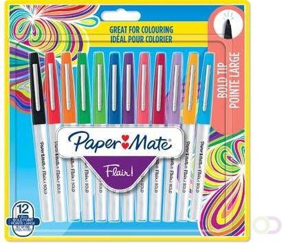 Paper Mate viltstift Flair Bold blister met 12 stuks in geassorteerde kleuren
