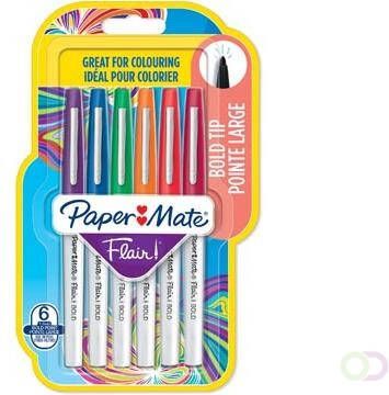 Paper Mate viltstift Flair Bold blister met 6 stuks in geassorteerde kleuren