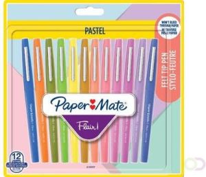 Paper Mate viltstift Flair Pastel blister met 12 stuks in geassorteerde kleuren
