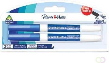 Paper Mate whiteboardmarker met fijne punt blister van 2 stuks blauw