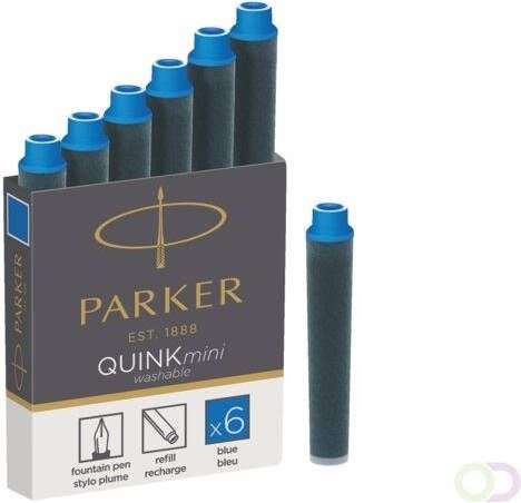 Parker Quink Mini inktpatronen blauw doos met 6 stuks