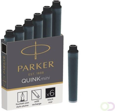 Parker Quink Mini inktpatronen zwart doos met 6 stuks