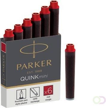 Parker Quink mini inktpatronen rood doosje met 6 stuks