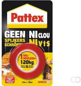 Pattex montagetape Geen Spijkers & Schroeven ft 1 5 m x 19 mm draagt tot 120 kg blisterverpakking