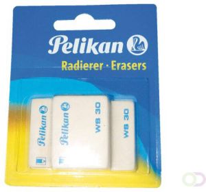 Pelikan Gum WS30 37x30x9mm potlood zacht blister à 3 stuks wit