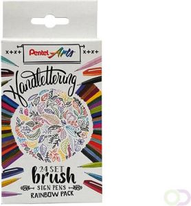 Pentel Brushpen Sign SES15C etui Rainbow 24 kleuren