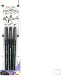 Pentel Brushstift XSESP15 Pigment blister Ã  3 stuks zwart