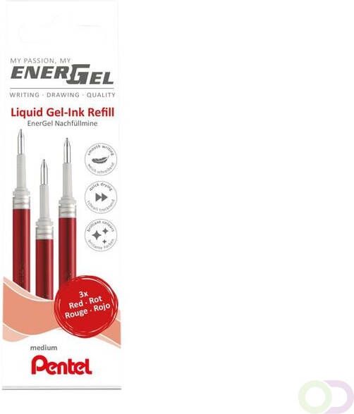 Pentel Gelschrijvervulling LR7 Energel 0.4mm rood set Ã  3 stuks