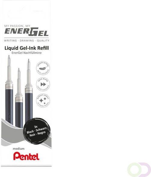 Pentel Gelschrijvervulling LR7 Energel 0.4mm zwart set Ã  3 stuks