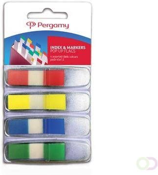 Pergamy index ft 45 x 12 mm blister van 4 geassorteerde klassieke kleuren met dispenser