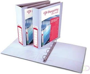 Pergamy personaliseerbare ringmap ft A4 2 pochettes 2 insteektassen 4 D-ringen van 20 mm wit