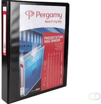 Pergamy personaliseerbare ringmap ft A4 2 pochettes 2 insteektassen 4 D ringen van 25 mm zwart