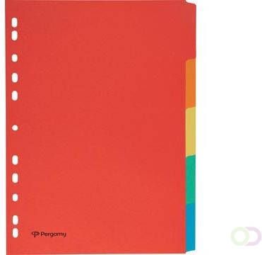Pergamy tabbladen ft A4 11-gaatsperforatie karton geassorteerde kleuren 5 tabs
