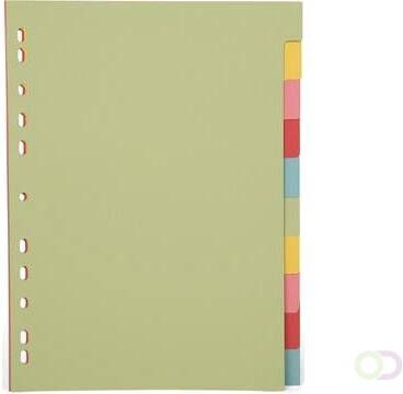 Pergamy tabbladen ft A4 11-gaatsperforatie karton geassorteerde pastelkleuren 10 tabs